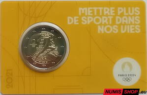 Francúzsko 2 euro 2021 - OH Paríž 2024 - COIN CARD yellow