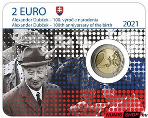 Slovensko 2 euro 2021 - Alexander Dubček - COIN CARD