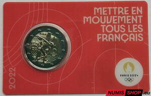 Francúzsko 2 euro 2022 - OH Paríž 2024 - COIN CARD red