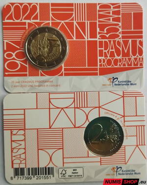 Holandsko 2 euro 2022 - Erasmus - COIN CARD