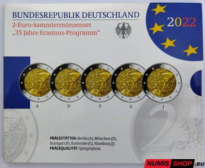 Nemecko 2 euro 2022 - Erasmus - komplet 5 ks - PROOF
