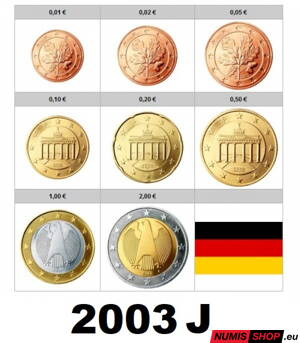 Sada Nemecko 2003 J - 1 cent - 2 euro - UNC