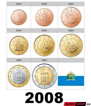 San Maríno 2008 - 1 cent - 2 euro - UNC
