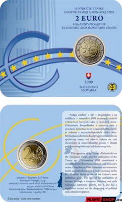 Slovensko 2 euro 2009 - 10. výročie hospodárskej a menovej únie - COIN CARD