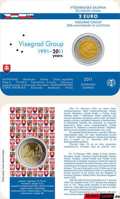 Slovensko 2 euro 2011 - 20. výročie vytvorenia Vyšehradskej skupiny - COIN CARD