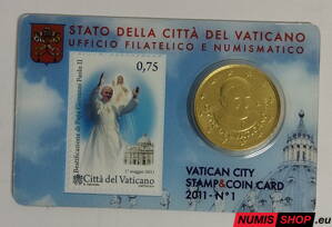 Vatikán 50 cent 2011 Coin Card + známka