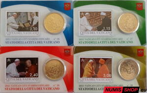 Vatikán 4 x 50 cent + stamp 2021 Coin Card