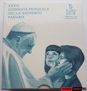 5 euro Vatikán 2019 - Svetový deň mládeže - Panama - PROOF