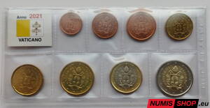 Vatikán 2021 - 1 cent až 2 euro - UNC