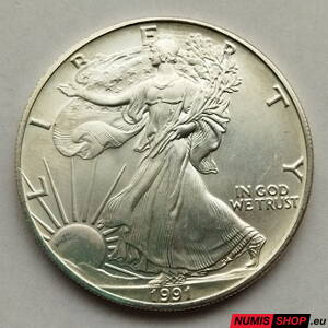 USA - 1 oz American Silver Eagle - 1991 - investičné striebro