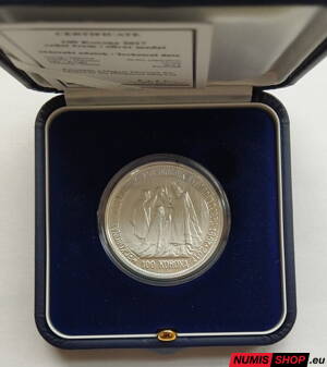 RU - Franc Jozef I. - 100 korona - strieborná medaila - 150. výročie korunovácie za uhorského kráľa
