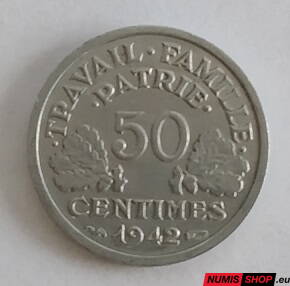 50 centimes - Vichystické Francúzsko (Francúzsky štát) - 1941 - 1944