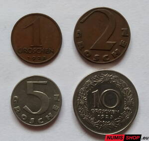 Rakúsko - 1 + 2 + 5 + 10 groschen - Prvá republika