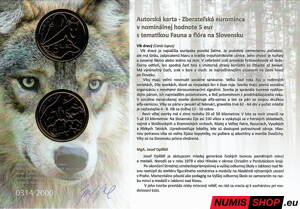 5 eur Slovensko 2021 - Vlk dravý - autorská karta