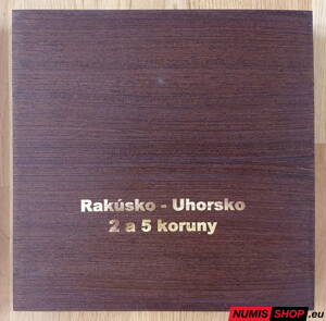Kazeta na 2 a 5 koruny Rakúsko-Uhorsko - uloženie mincí v kapsliach - tmavá