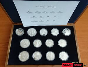 Kazeta na slovenské strieborné mince 2013 - 2016 PROOF - 13 ks