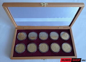 Luxusná drevená kazeta na mince SR 10 x 5 euro - Fauna a flóra na Slovensku