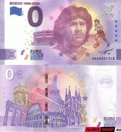 Argentína - 0 euro souvenir - Diego 1960-2020