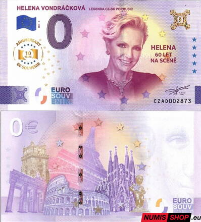 Česká republika - 0 euro souvenir - Helena Vondráčková - anniversary