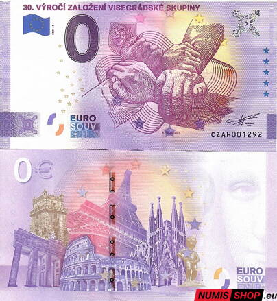 Česká republika - 0 euro souvenir - 30. výročí založení Vyšehradské skupiny