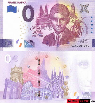 Česká republika - 0 euro souvenir - Franz Kafka