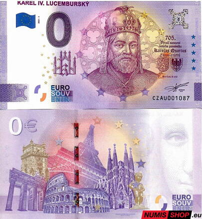 Česká republika - 0 euro souvenir - Karel IV. Lucemburský