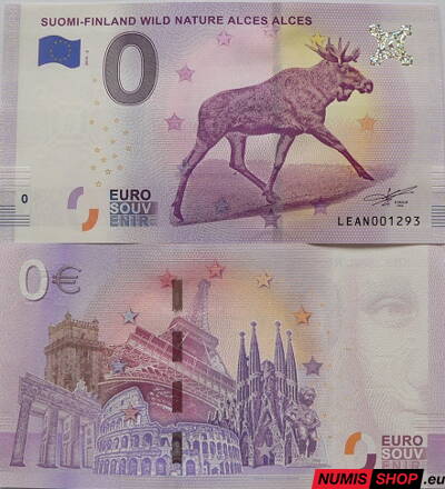 Fínsko - 0 euro souvenir - Finland wild nature Alces Alces