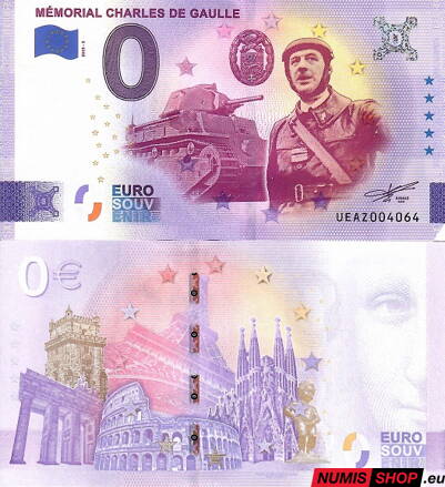 Francúzsko - 0 euro souvenir - Mémorial Charles de Gaulle