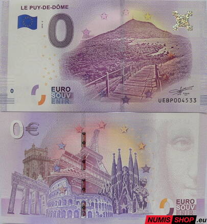 Francúzsko - 0 euro souvenir - Le Puy-de-Dôme