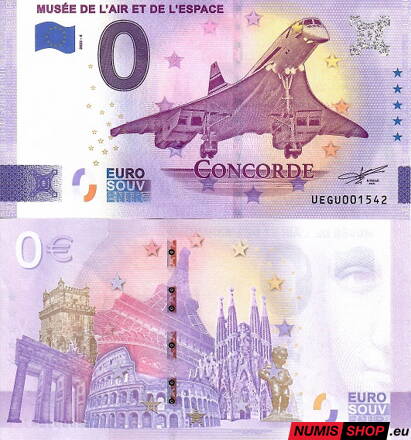 Francúzsko - 0 euro souvenir -  Musée de L´air et de L´espace Concorde