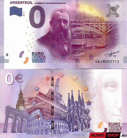 Francúzsko - 0 euro souvenir - Argentuil - Claude Monet
