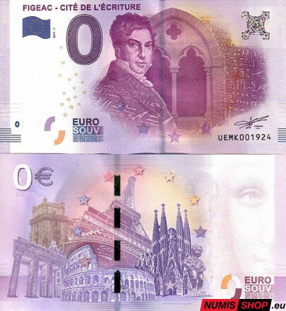 Francúzsko - 0 euro souvenir - Figeac - Cite de L´Ecriture