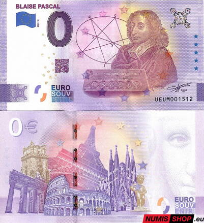 Francúzsko - 0 euro souvenir - Blaise Pascal