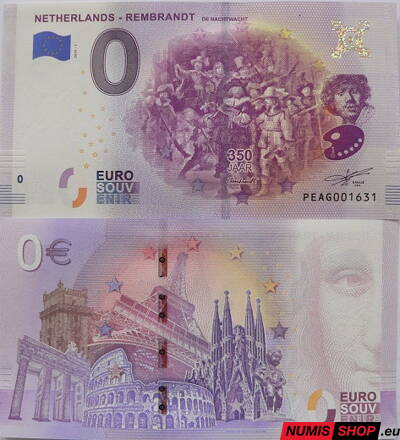 Holandsko - 0 euro souvenir - Rembrandt - De Nachtwacht