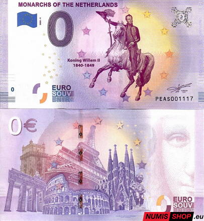 Holandsko - 0 euro souvenir - Monarchs of the Netherlads - Willem II.