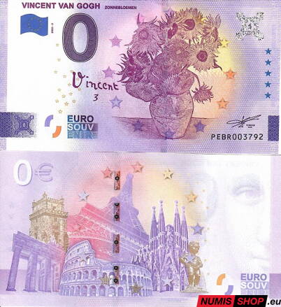 Holandsko - 0 euro souvenir - Vincent van Gogh - Zonnenbloemen - Slnečnice