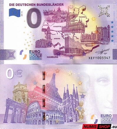 Nemecko - 0 euro souvenir - Die Deutschen Bundeslander - Hamburg