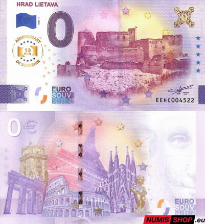 Slovensko - 0 euro souvenir - Hrad Lietava - anniversary