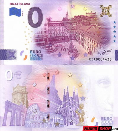 Slovensko - 0 euro souvenir - Bratislava - Hlavné námestie - 2026 - zlatá prítlač