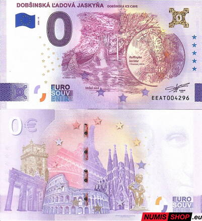 Slovensko - 0 euro souvenir - Dobšinská ľadová jaskyňa 2026 - zlatá prítlač