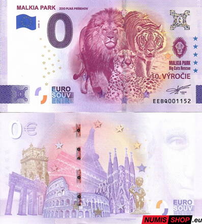 Slovensko - 0 euro souvenir - Malkia park 2026 - 10. výročie