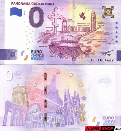 Slovensko - 0 euro souvenir - Panoráma Údolia smrti - zlatá prítlač