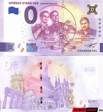 Slovensko - 0 euro souvenir - Spišská Stará Ves - Olympijskí medailisti - zlatá prítlač
