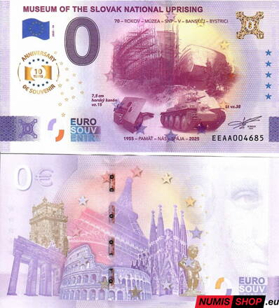 Slovensko - 0 euro souvenir - Museum of the Slovak National Uprising - 70 rokov múzea - anniversary