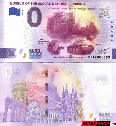 Slovensko - 0 euro souvenir - Museum of the Slovak National Uprising - 70 rokov múzea