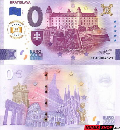 Slovensko - 0 euro souvenir - Bratislava - Bratislavský hrad 2025 - anniversary