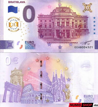 Slovensko - 0 euro souvenir - Bratislava - Historická budova SND 2025 - anniversary