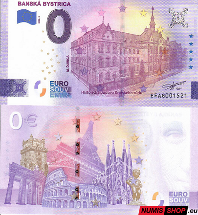 Slovensko - 0 euro souvenir - Banská Bystrica - Historická budova Krajského súdu