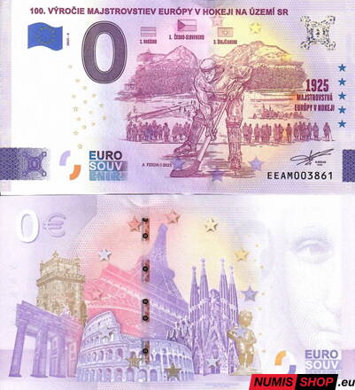 Slovensko - 0 euro souvenir - 100. výročie ME v hokeji