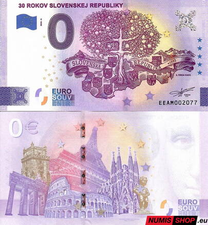 Slovensko - 0 euro souvenir - 30 rokov Slovenskej republiky